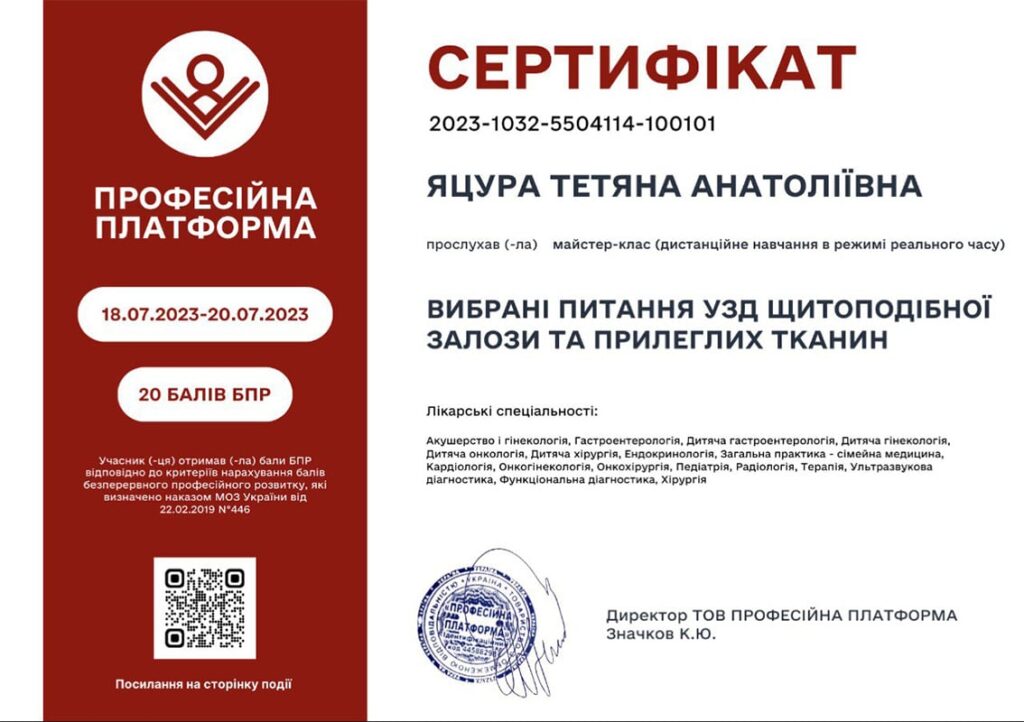 яцура тетяна анатоліївна, гінеколог київ, лікар гінеколог київ, узд спеціаліст київ, узд київ